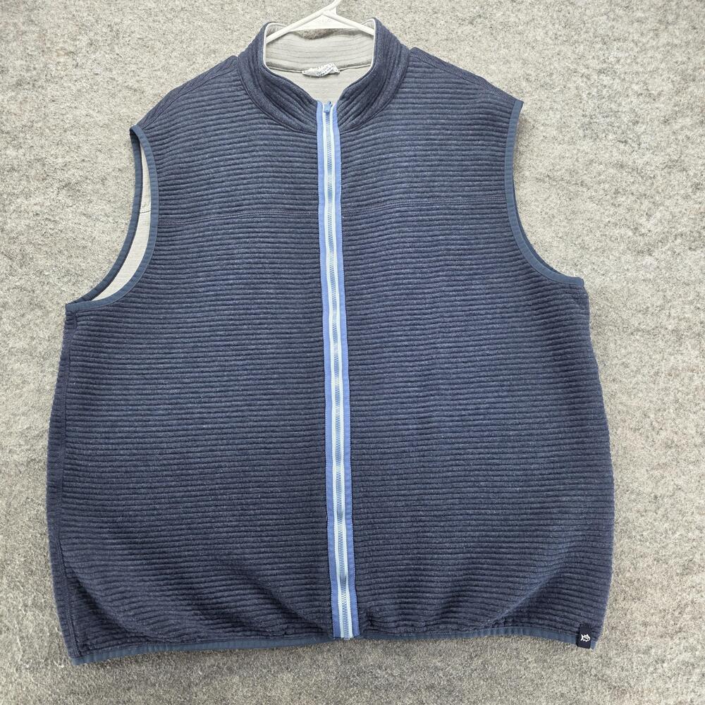 Southern Tide Vest Mens 2XL Blue Full Zip Quilted Fleece Casual Outdoor Layer
